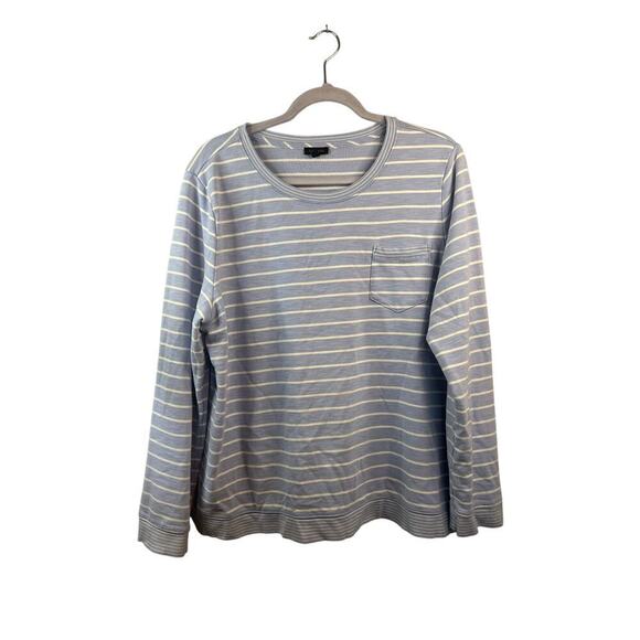 Talbots Tops - Talbots Womens Blue and White Striped Casual Top Size XL